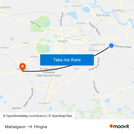 Mahalgaon to Hingna map
