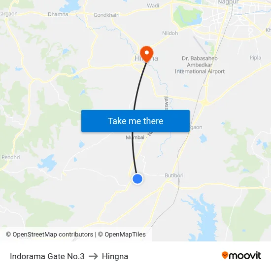Indorama Gate No.3 to Hingna map