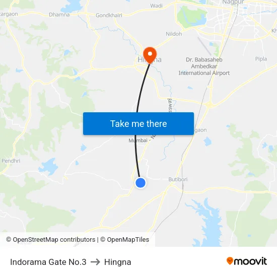 Indorama Gate No.3 to Hingna map
