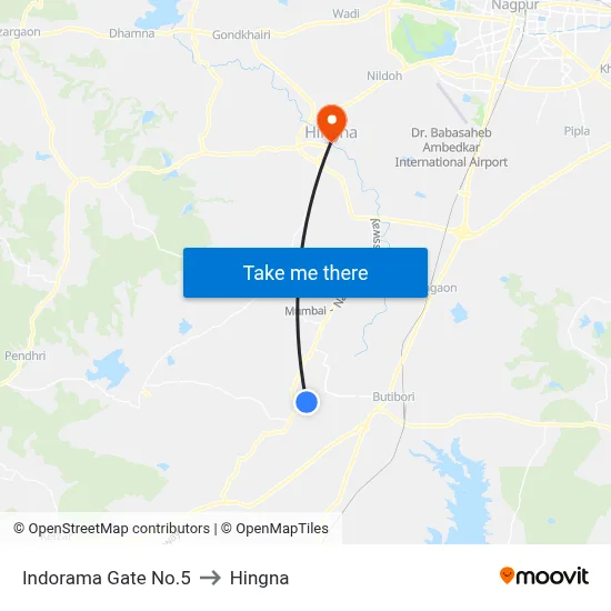 Indorama Gate No.5 to Hingna map