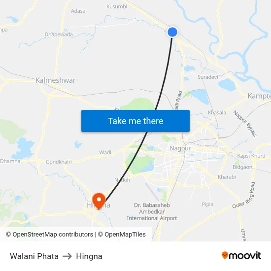 Walani Phata to Hingna map