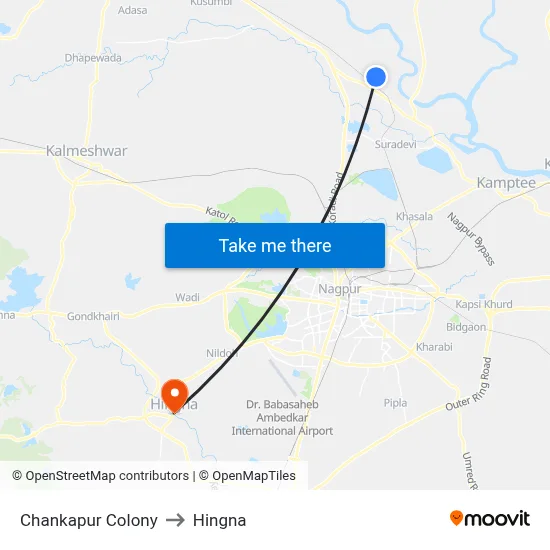 Chankapur Colony to Hingna map