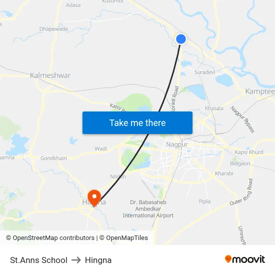 St.Anns School to Hingna map