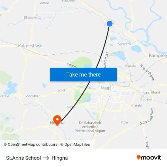 St.Anns School to Hingna map