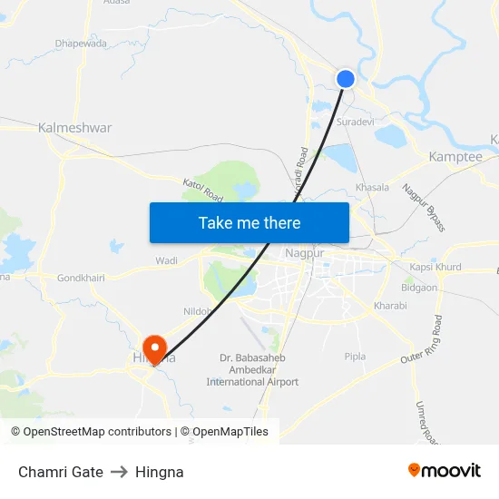 Chamri Gate to Hingna map