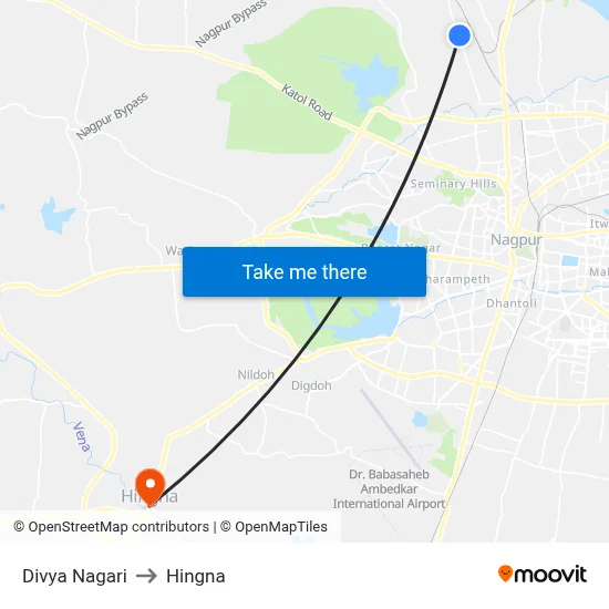 Divya Nagari to Hingna map