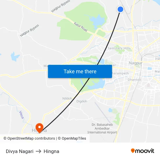 Divya Nagari to Hingna map
