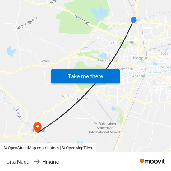 Gita Nagar to Hingna map