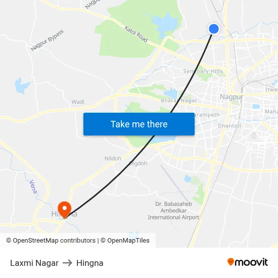 Laxmi Nagar to Hingna map