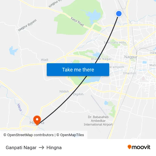 Ganpati Nagar to Hingna map