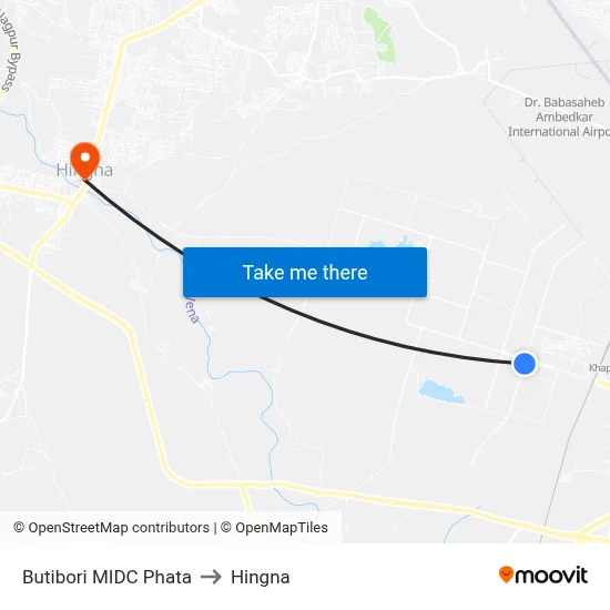 Butibori MIDC Phata to Hingna map