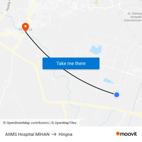 AIIMS Hospital MIHAN to Hingna map