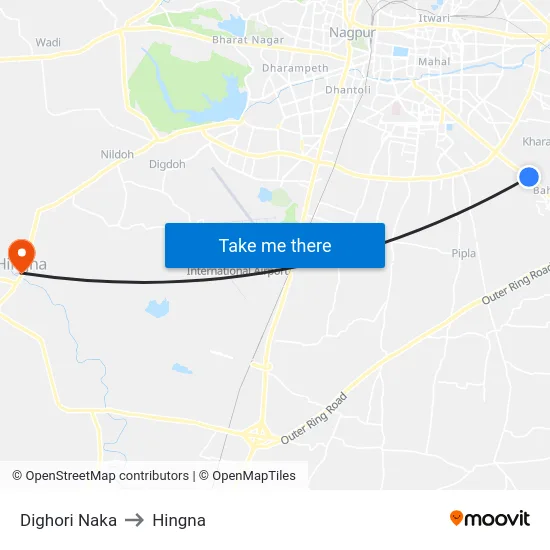 Dighori Naka to Hingna map