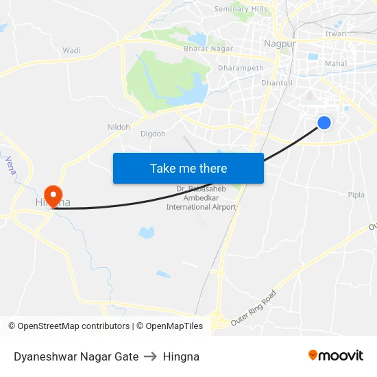 Dyaneshwar Nagar Gate to Hingna map