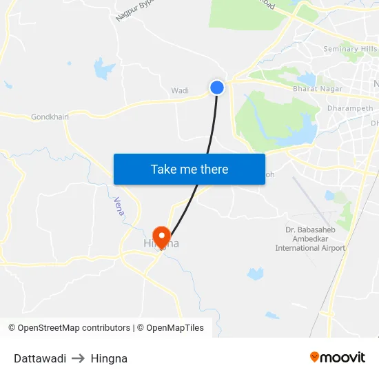 Dattawadi to Hingna map