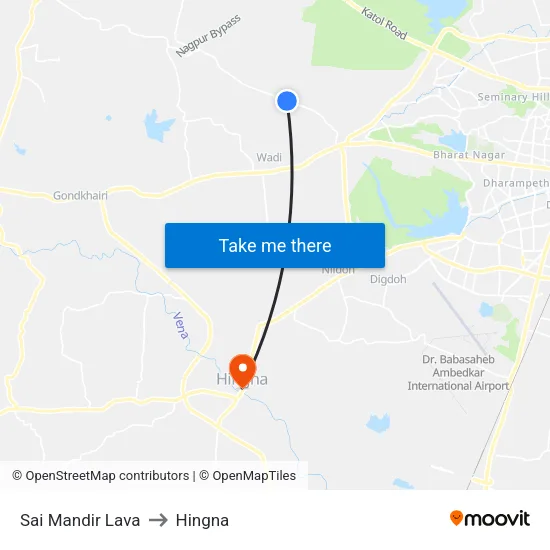 Sai Mandir Lava to Hingna map