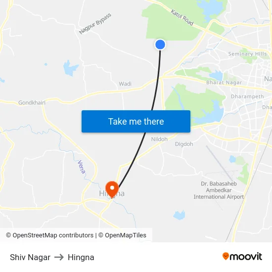 Shiv Nagar to Hingna map