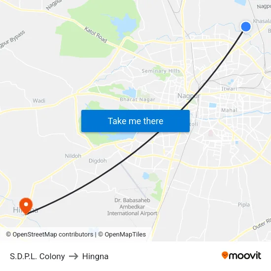 S.D.P.L. Colony to Hingna map