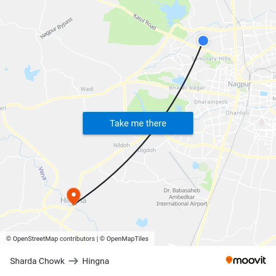 Sharda Chowk to Hingna map