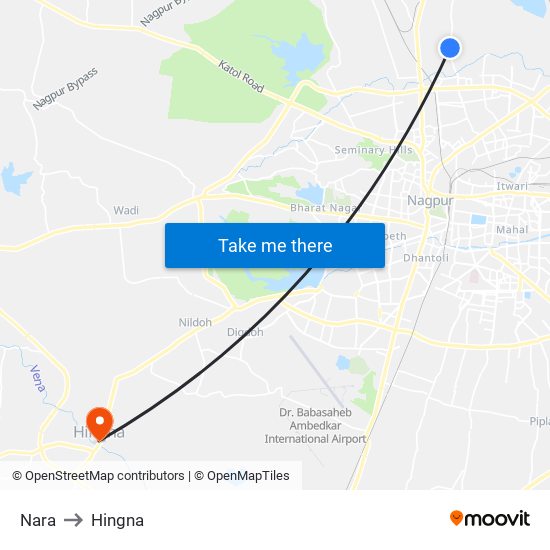 Nara to Hingna map