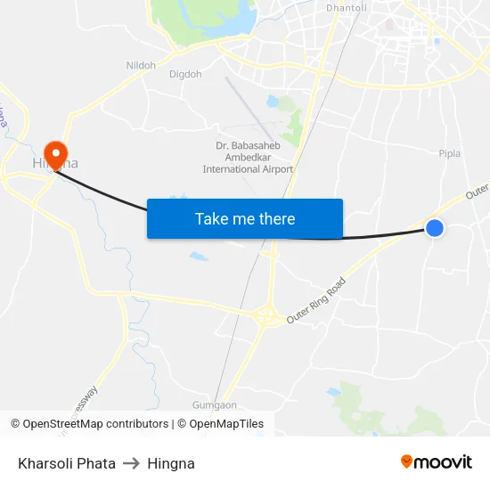Kharsoli Phata to Hingna map