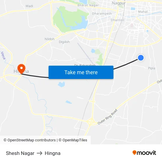Shesh Nagar to Hingna map