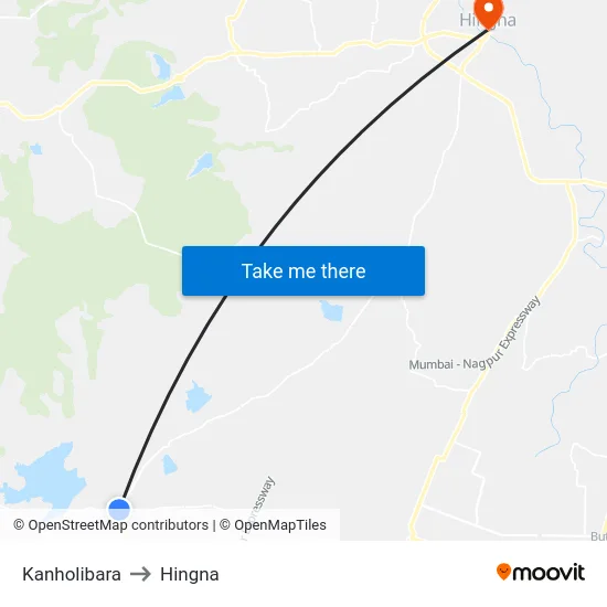 Kanholibara to Hingna map