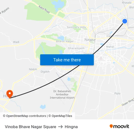 Vinoba Bhave Nagar Square to Hingna map