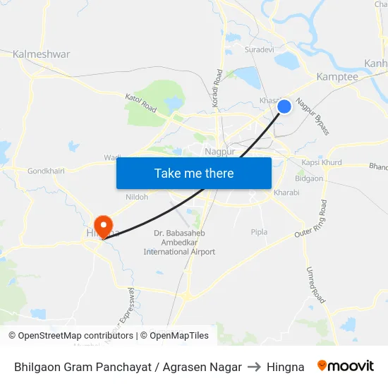 Bhilgaon Gram Panchayat / Agrasen Nagar to Hingna map