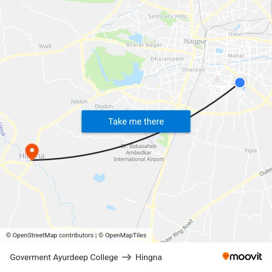 Goverment Ayurdeep College to Hingna map