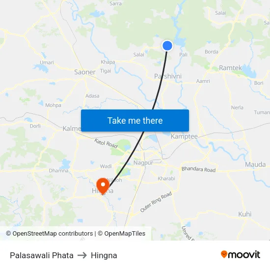 Palasawali Phata to Hingna map