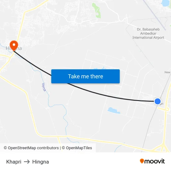 Khapri to Hingna map