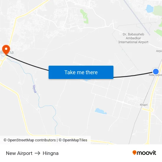 New Airport to Hingna map