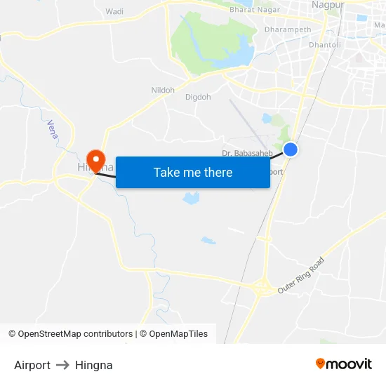 Airport to Hingna map
