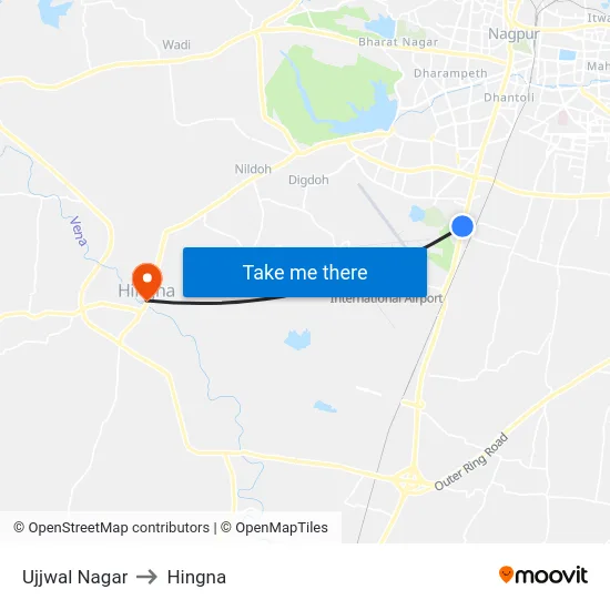 Ujjwal Nagar to Hingna map