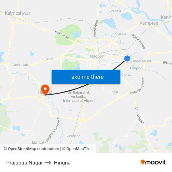 Prajapati Nagar to Hingna map