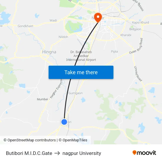 Butibori M.I.D.C.Gate to nagpur University map