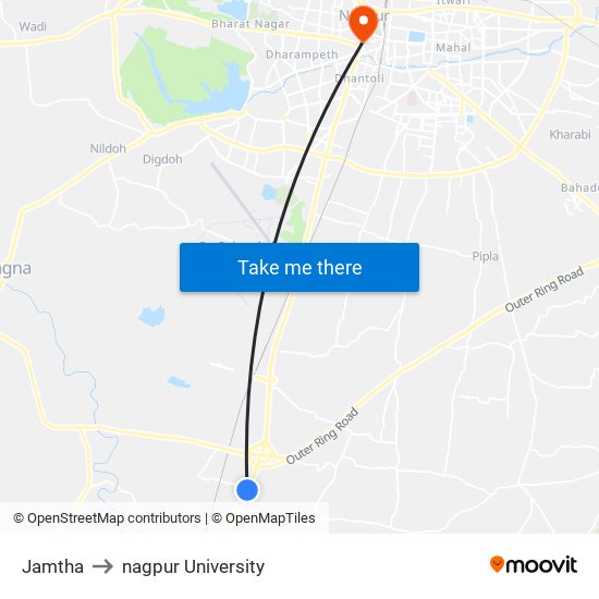 Jamtha to nagpur University map