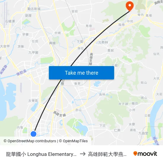 龍華國小 Longhua Elementary School to 高雄師範大學燕巢校區 map