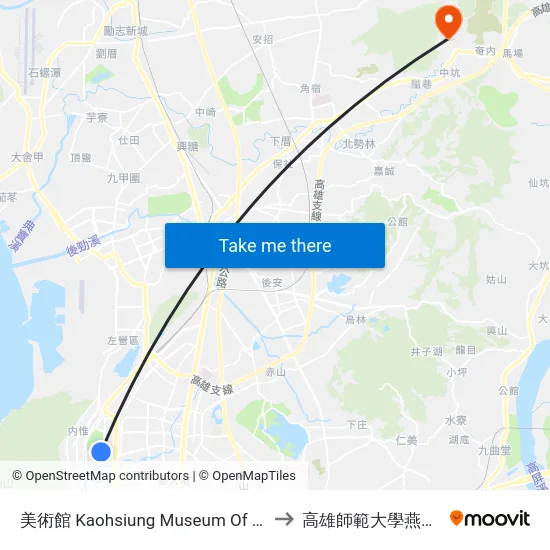 美術館 Kaohsiung Museum Of Fine Arts to 高雄師範大學燕巢校區 map