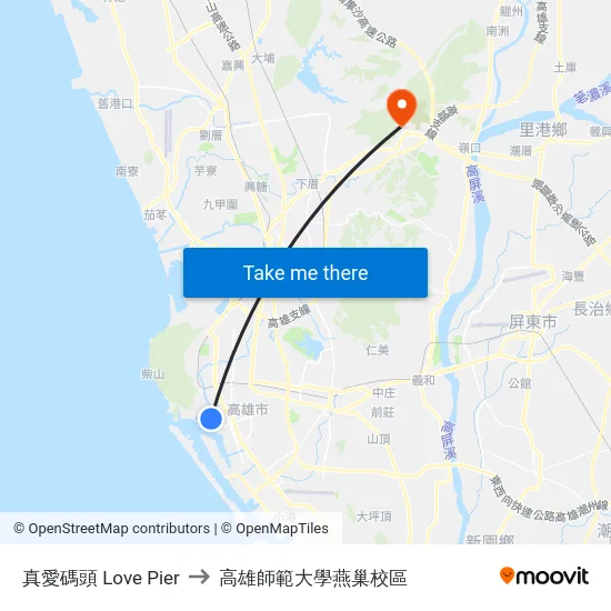真愛碼頭 Love Pier to 高雄師範大學燕巢校區 map
