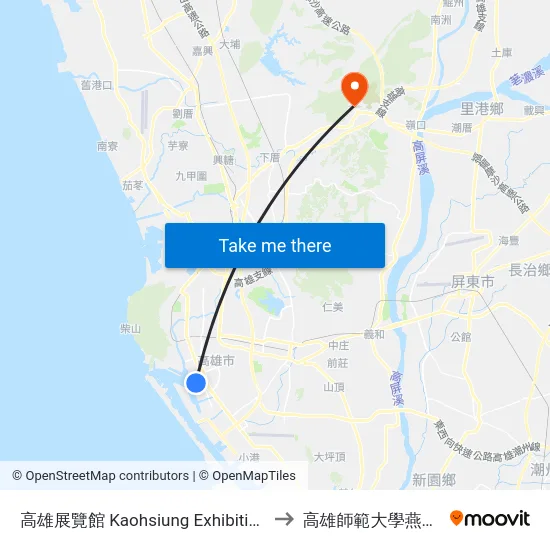 高雄展覽館 Kaohsiung Exhibition Center to 高雄師範大學燕巢校區 map
