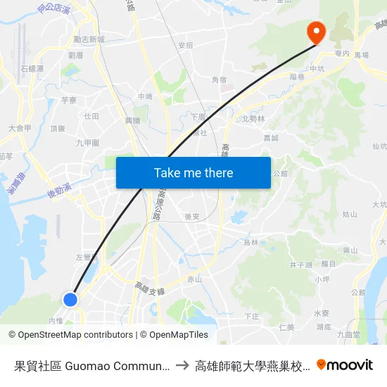 果貿社區 Guomao Community to 高雄師範大學燕巢校區 map