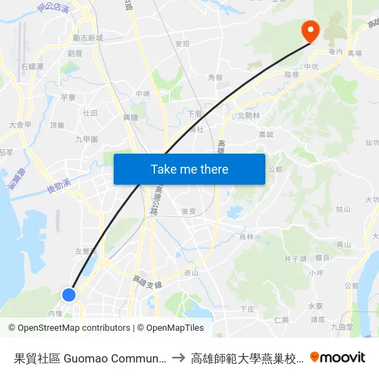 果貿社區 Guomao Community to 高雄師範大學燕巢校區 map