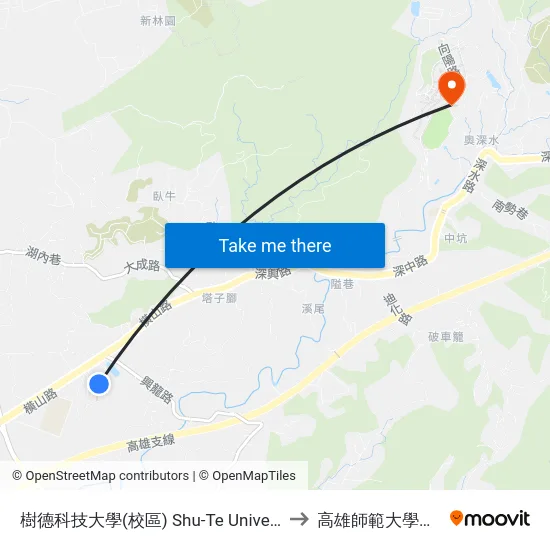 樹德科技大學(校區) Shu-Te University(Campus) to 高雄師範大學燕巢校區 map