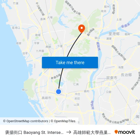 褒揚街口 Baoyang St. Intersection to 高雄師範大學燕巢校區 map
