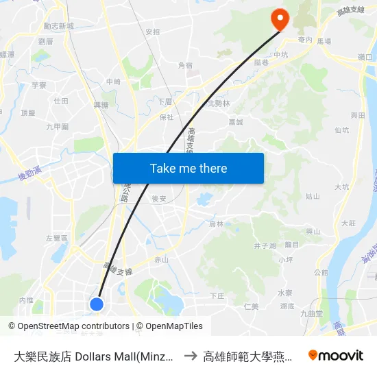 大樂民族店 Dollars Mall(Minzu Store) to 高雄師範大學燕巢校區 map