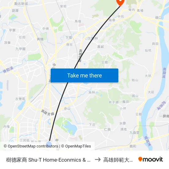 樹德家商 Shu-T Home-Econmics & Commercila High School to 高雄師範大學燕巢校區 map