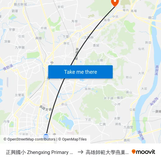 正興國小 Zhengxing Primary School to 高雄師範大學燕巢校區 map