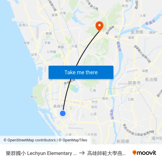 樂群國小 Lechyun Elementary School to 高雄師範大學燕巢校區 map